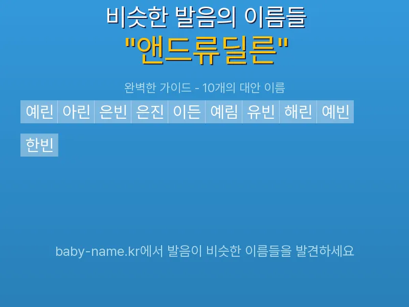 앤드류딜른 비슷한 발음 이름 추천 인포그래픽: 유사도 기반 아기 이름 추천 및 작명 참고용 이름 목록